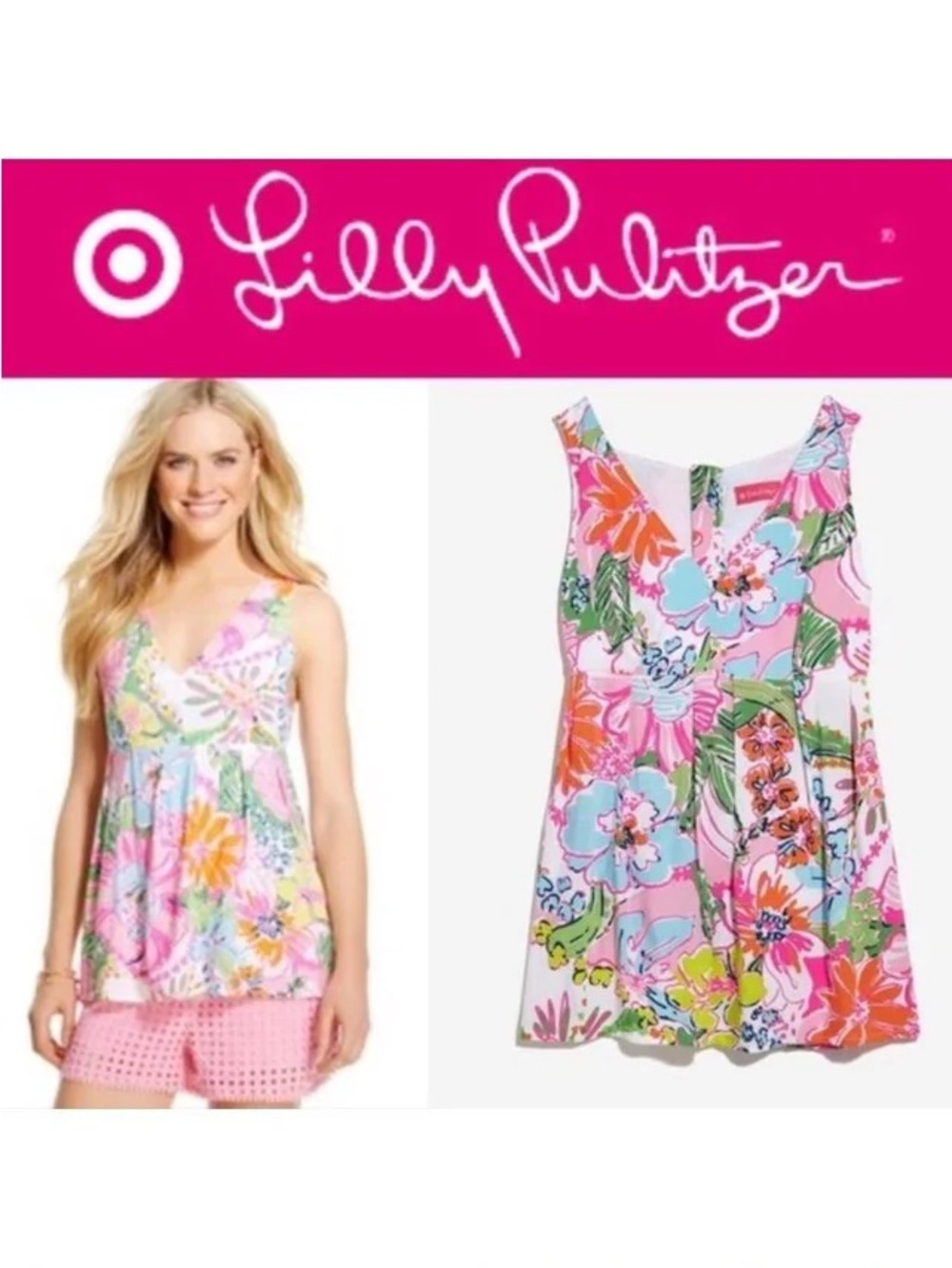 Lilly Pulitzer for Target Floral Sleeveless Fit & Flare Top Women's XL
